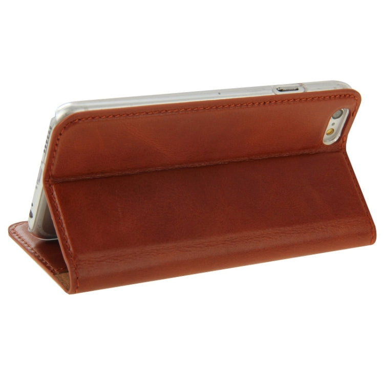 FADDIST Waxed Genuine Cow Flip Leather Case with Holder & Card Slot for iPhone 6 & 6S