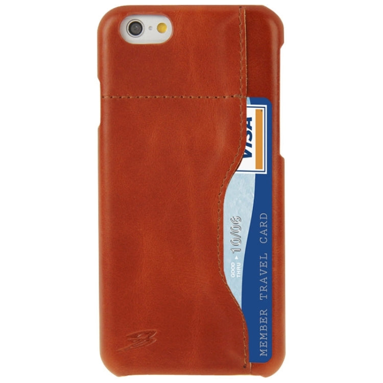 FADDIST Waxed Genuine Cow Leather Back Cover Case with Card Slot for iPhone 6 & 6S(Brown)