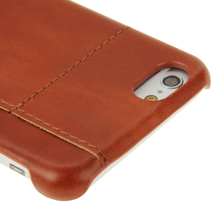 FADDIST Waxed Genuine Cow Leather Back Cover Case with Card Slot for iPhone 6 & 6S(Brown)
