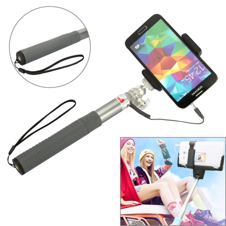 Anti-skid Aluminium Alloy 3.5mm Audio Cable Take Pole Self-timer Controller for iPhone 6 & 6S & 5 / Galaxy S3 / S4 / S5 / NOTE, Max Length: 85cm
