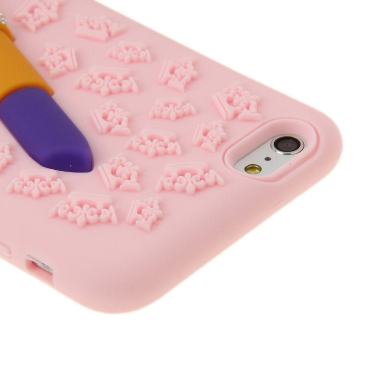 3D Lipstick Pattern Silicone Protective Case for iPhone 6