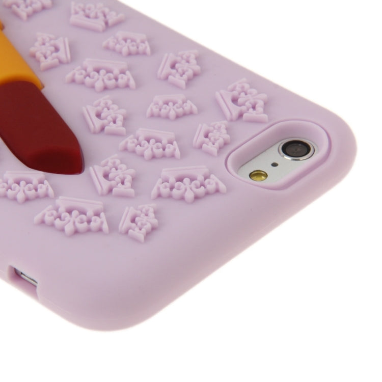 3D Lipstick Pattern Silicone Protective Case for iPhone 6