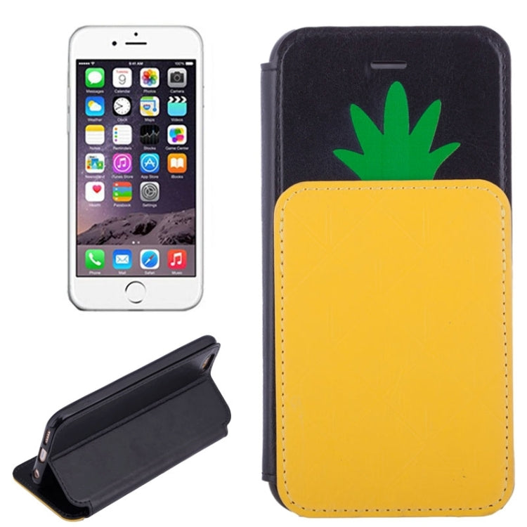 Pineapple Pattern Leather Case with Holder & Card Slot for iPhone 6 & 6S