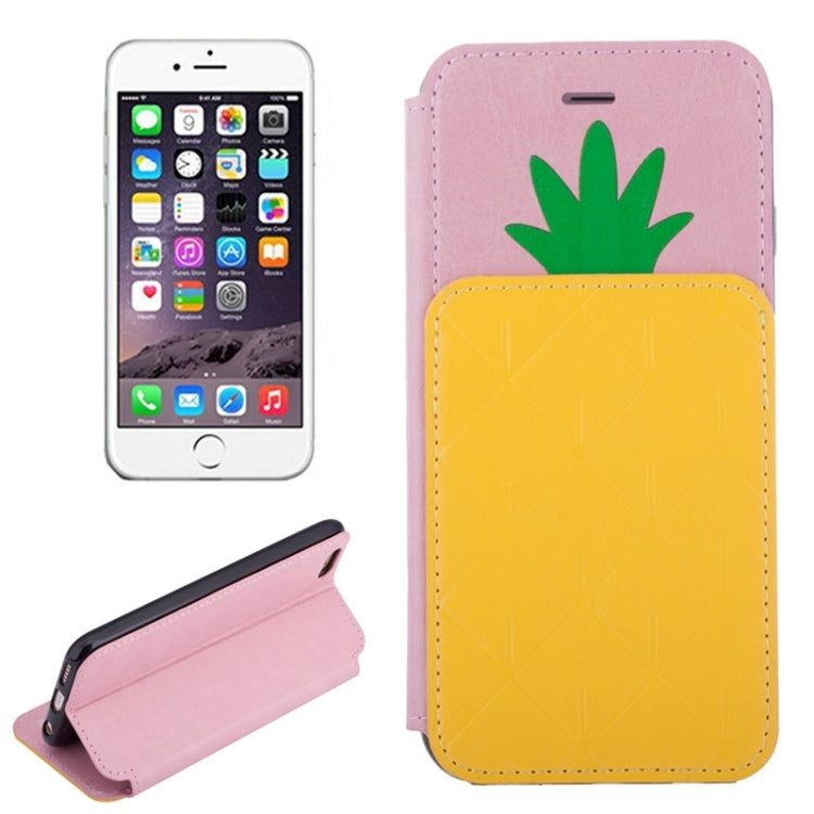 Pineapple Pattern Leather Case with Holder & Card Slot for iPhone 6 & 6S