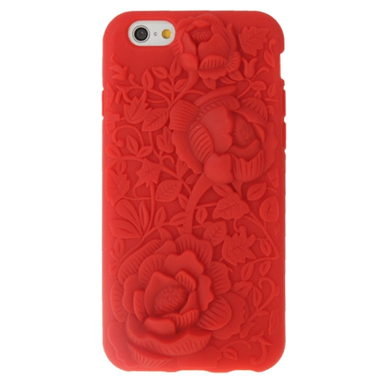 3D Rosa Multiflora Pattern Silicone Case for iPhone 6(Red)