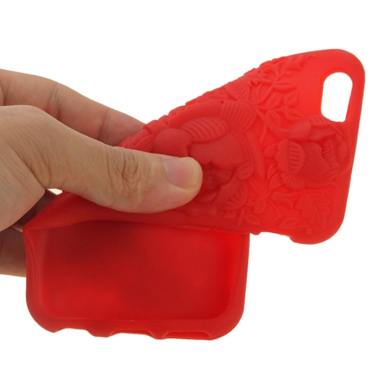 3D Rosa Multiflora Pattern Silicone Case for iPhone 6(Red)