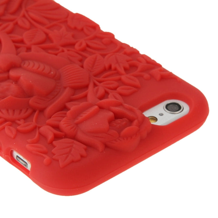 3D Rosa Multiflora Pattern Silicone Case for iPhone 6(Red)