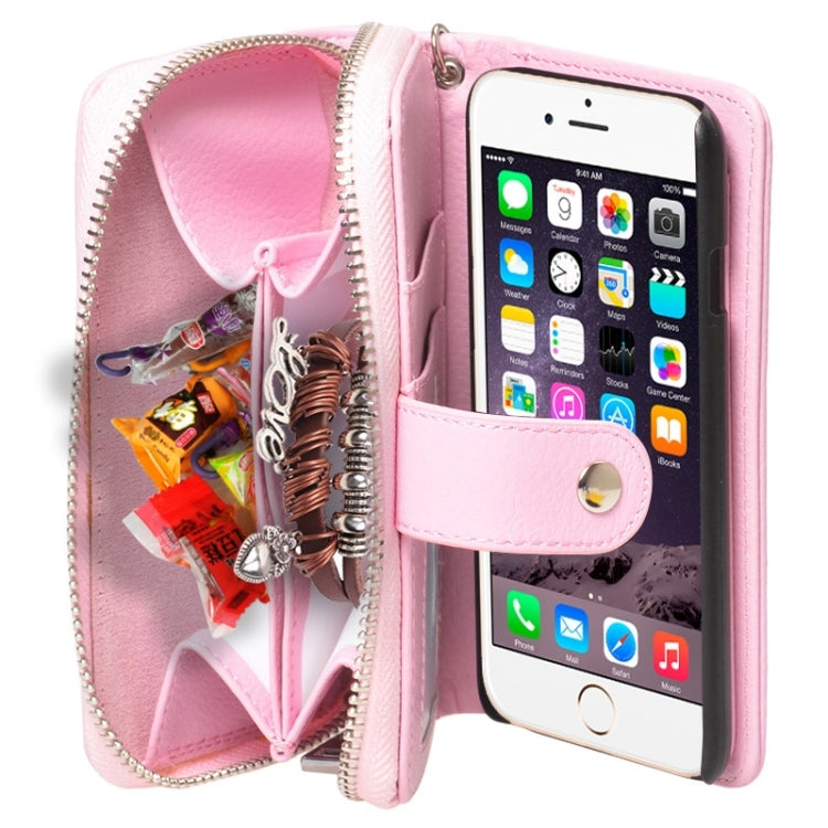 2 in 1 Separable Zipper Wallet Leather Case with Lanyard for iPhone 6