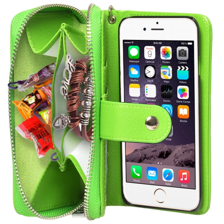 2 in 1 Separable Zipper Wallet Leather Case with Lanyard for iPhone 6