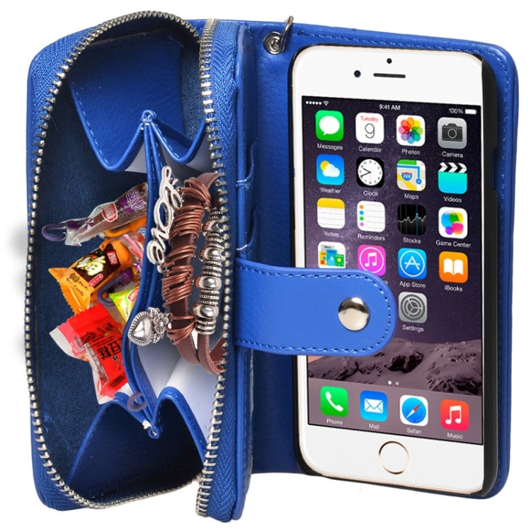 2 in 1 Separable Zipper Wallet Leather Case with Lanyard for iPhone 6