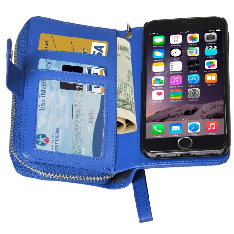 2 in 1 Separable Zipper Wallet Leather Case with Lanyard for iPhone 6