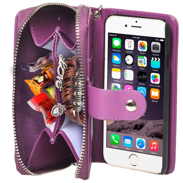2 in 1 Separable Zipper Wallet Leather Case with Lanyard for iPhone 6