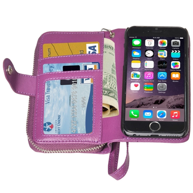 2 in 1 Separable Zipper Wallet Leather Case with Lanyard for iPhone 6