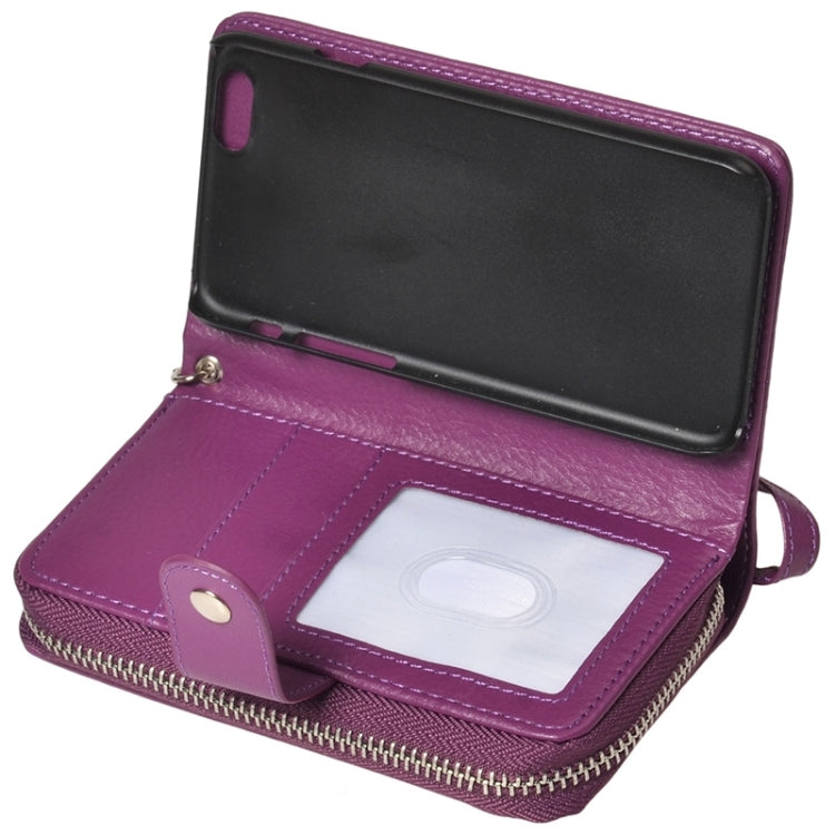2 in 1 Separable Zipper Wallet Leather Case with Lanyard for iPhone 6