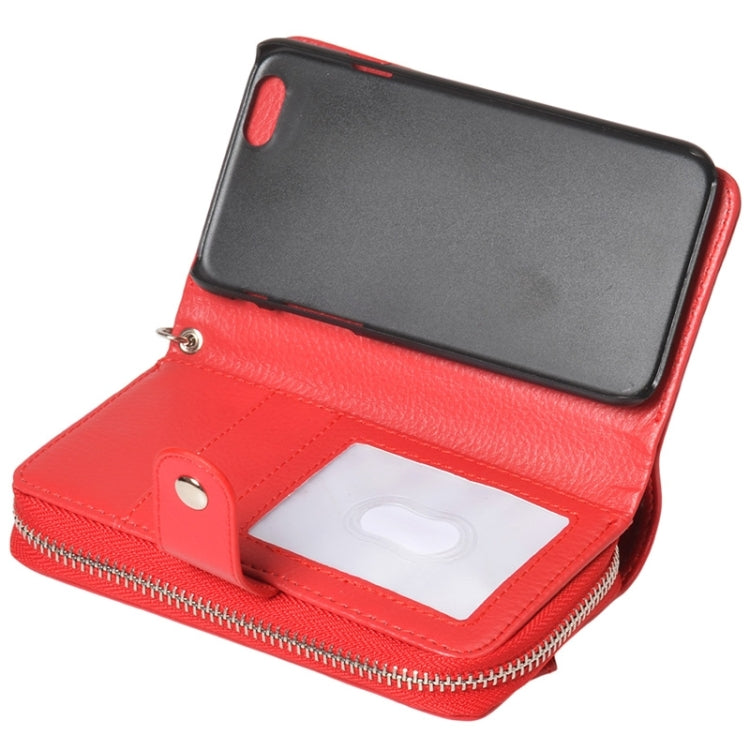 2 in 1 Separable Zipper Wallet Leather Case with Lanyard for iPhone 6