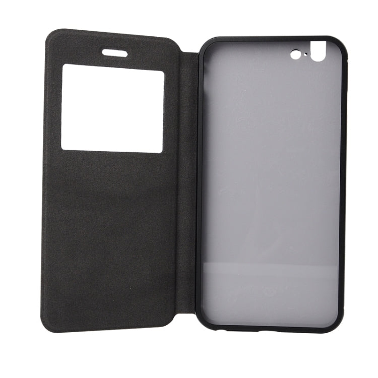 2 in 1 Metal Bumper Frame Horizontal Flip Leather Case with Caller ID Display and Holder for iPhone 6 & 6S