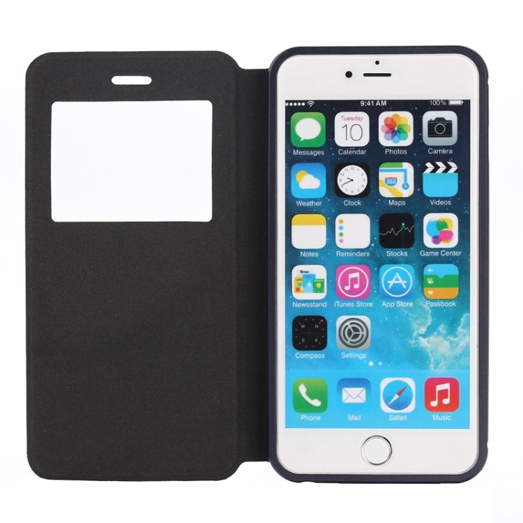 2 in 1 Metal Bumper Frame Horizontal Flip Leather Case with Caller ID Display and Holder for iPhone 6 & 6S