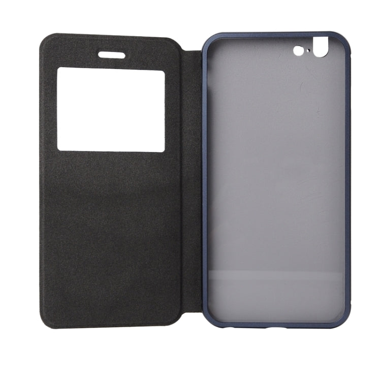 2 in 1 Metal Bumper Frame Horizontal Flip Leather Case with Caller ID Display and Holder for iPhone 6 & 6S