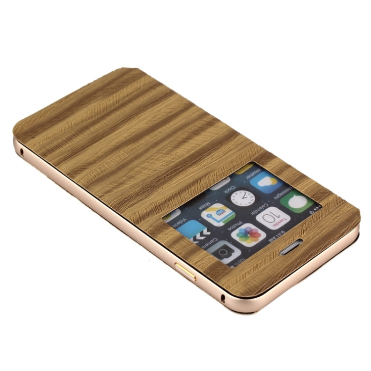 2 in 1 Metal Bumper Frame Horizontal Flip Leather Case with Caller ID Display and Holder for iPhone 6 & 6S