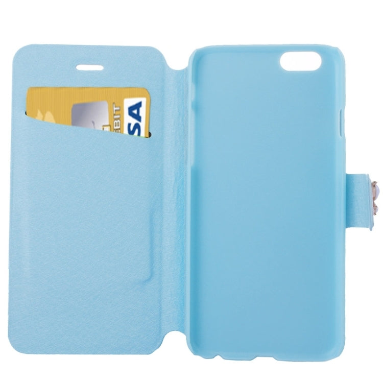 Natural Silk Texture & Stereoscopic Diamond Encrusted Rose Horizontal Flip Leather Case with Holder & Card Slot for iPhone 6