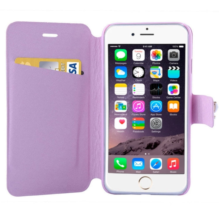 Natural Silk Texture & Stereoscopic Diamond Encrusted Rose Horizontal Flip Leather Case with Holder & Card Slot for iPhone 6