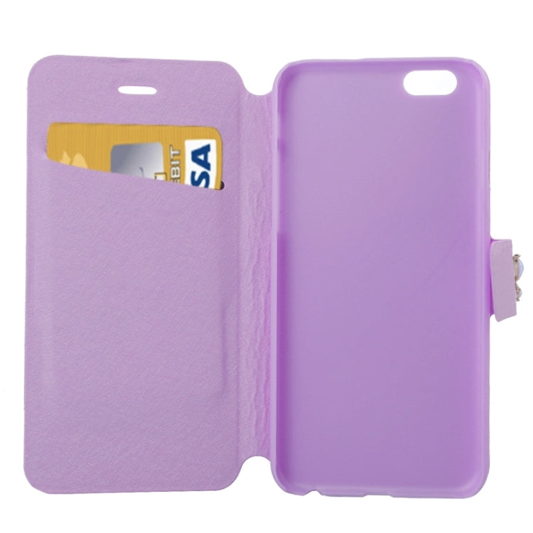 Natural Silk Texture & Stereoscopic Diamond Encrusted Rose Horizontal Flip Leather Case with Holder & Card Slot for iPhone 6