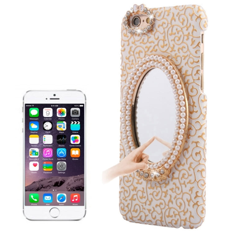 Stereoscopic Diamond Encrusted Mirror & Bowknot Plastic Case for iPhone 6(White)