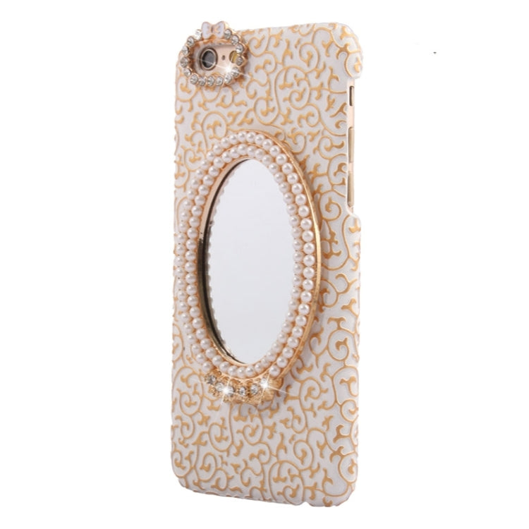 Stereoscopic Diamond Encrusted Mirror & Bowknot Plastic Case for iPhone 6(White)