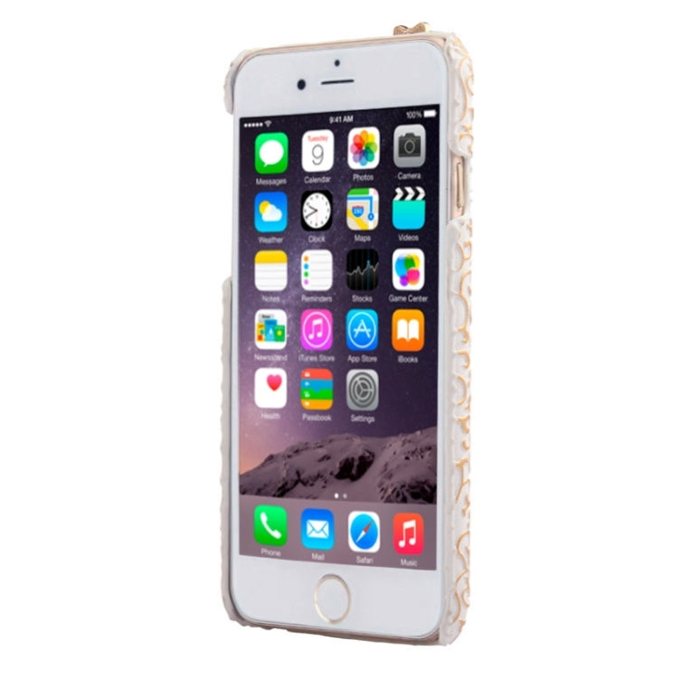 Stereoscopic Diamond Encrusted Mirror & Bowknot Plastic Case for iPhone 6(White)