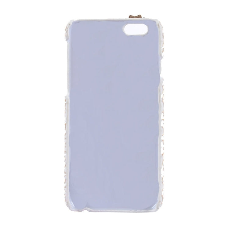 Stereoscopic Diamond Encrusted Mirror & Bowknot Plastic Case for iPhone 6(White)