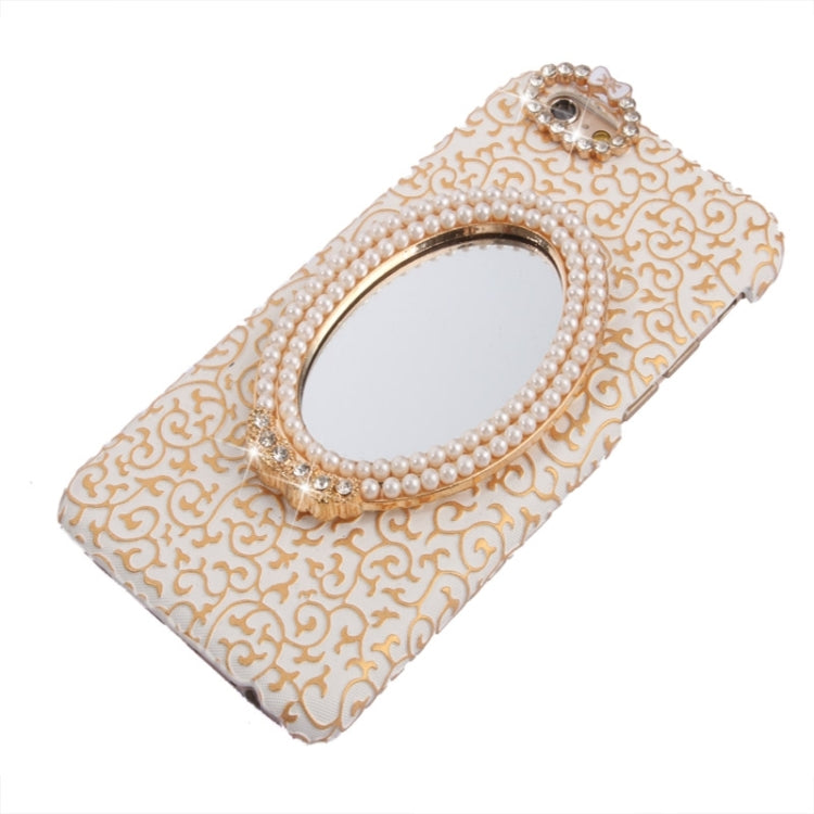 Stereoscopic Diamond Encrusted Mirror & Bowknot Plastic Case for iPhone 6(White)