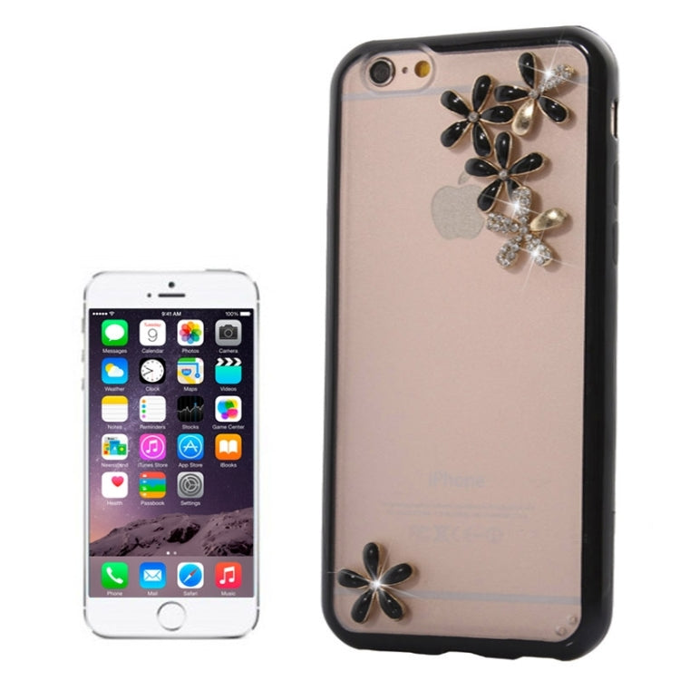 Ultra-thin Transparent Stereoscopic Diamond Encrusted Plum TPU Protective Case for iPhone 6