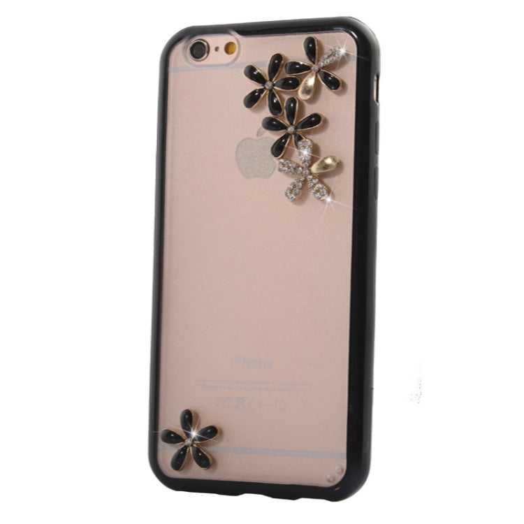Ultra-thin Transparent Stereoscopic Diamond Encrusted Plum TPU Protective Case for iPhone 6