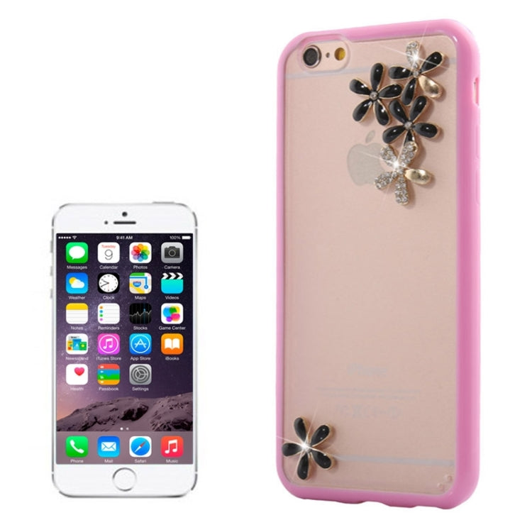 Ultra-thin Transparent Stereoscopic Diamond Encrusted Plum TPU Protective Case for iPhone 6