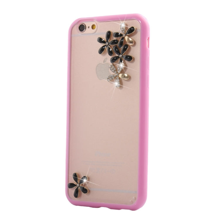 Ultra-thin Transparent Stereoscopic Diamond Encrusted Plum TPU Protective Case for iPhone 6