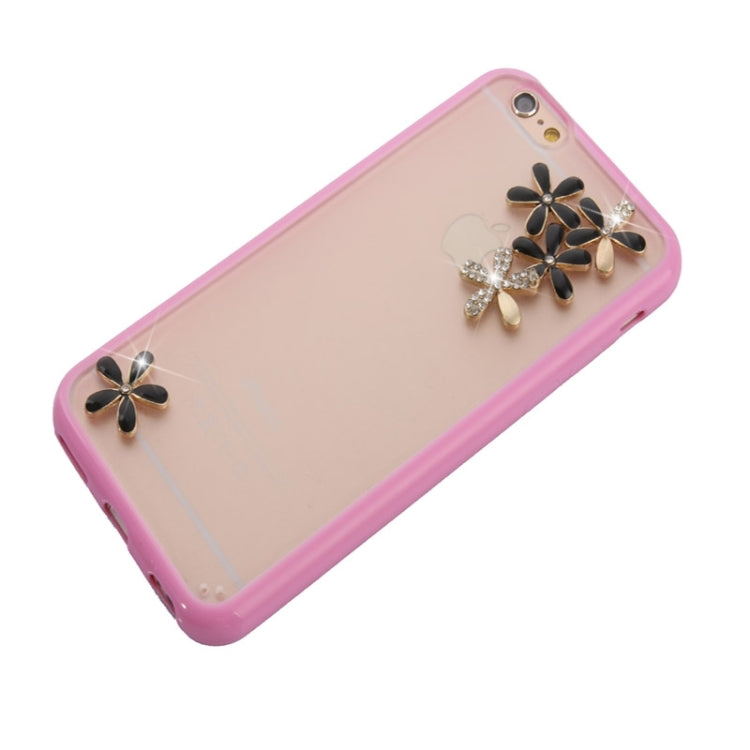 Ultra-thin Transparent Stereoscopic Diamond Encrusted Plum TPU Protective Case for iPhone 6