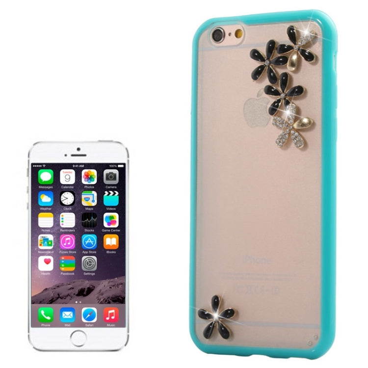 Ultra-thin Transparent Stereoscopic Diamond Encrusted Plum TPU Protective Case for iPhone 6