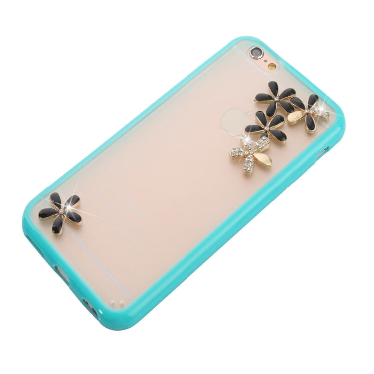 Ultra-thin Transparent Stereoscopic Diamond Encrusted Plum TPU Protective Case for iPhone 6