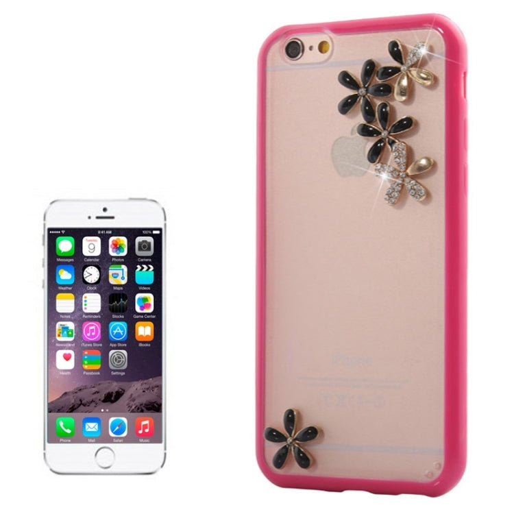 Ultra-thin Transparent Stereoscopic Diamond Encrusted Plum TPU Protective Case for iPhone 6
