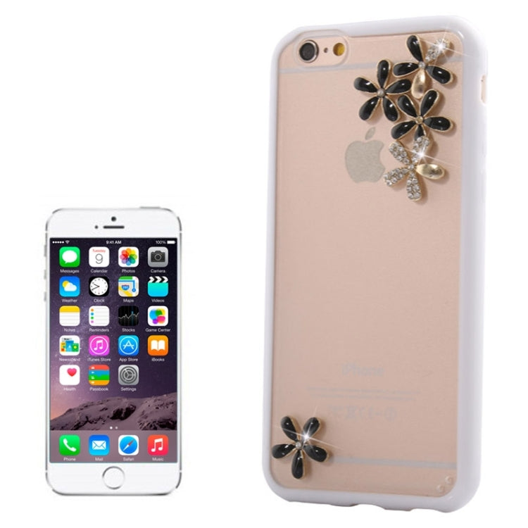 Ultra-thin Transparent Stereoscopic Diamond Encrusted Plum TPU Protective Case for iPhone 6