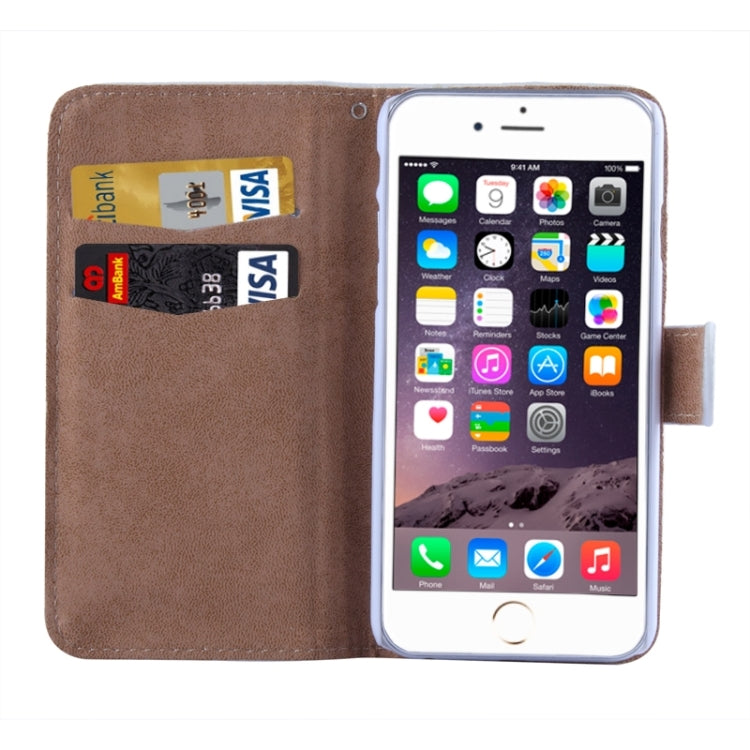 Crazy Horse Texture & Stereoscopic Diamond Encrusted Rose Horizontal Flip Leather Case with Holder & Card Slot for iPhone 6(White)