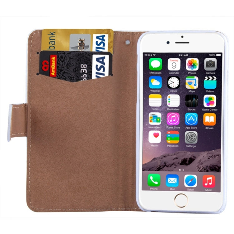Crazy Horse Texture & Stereoscopic Diamond Encrusted Plum Horizontal Flip Leather Case with Card Slots for iPhone 6(White)