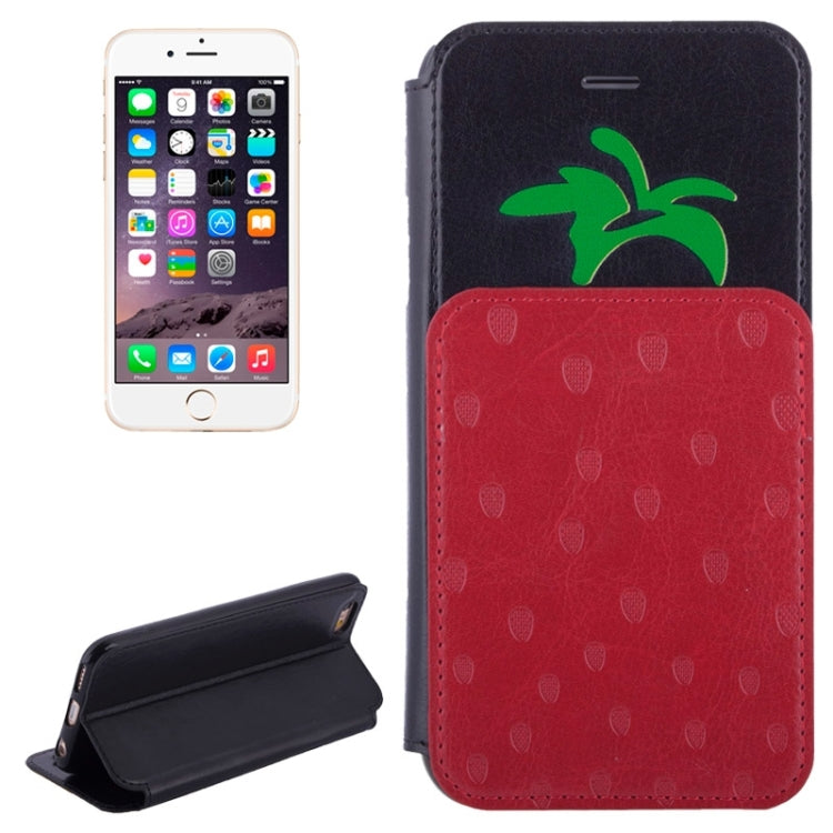 Strawberries Pattern Horizontal Flip Leather Case with Card Slots & Holder for iPhone 6 & 6S
