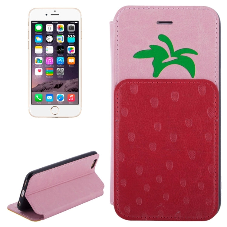 Strawberries Pattern Horizontal Flip Leather Case with Card Slots & Holder for iPhone 6 & 6S