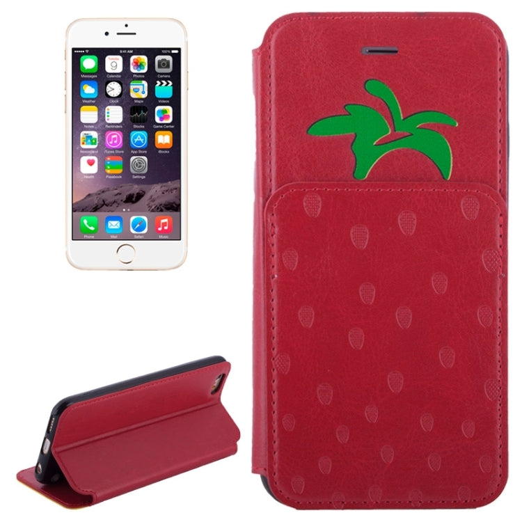 Strawberries Pattern Horizontal Flip Leather Case with Card Slots & Holder for iPhone 6 & 6S