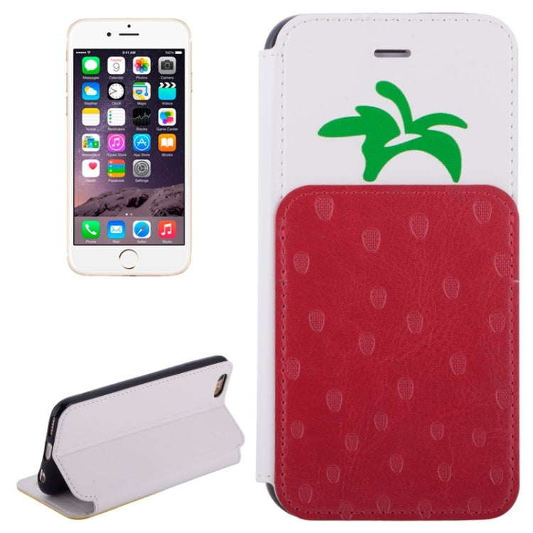 Strawberries Pattern Horizontal Flip Leather Case with Card Slots & Holder for iPhone 6 & 6S