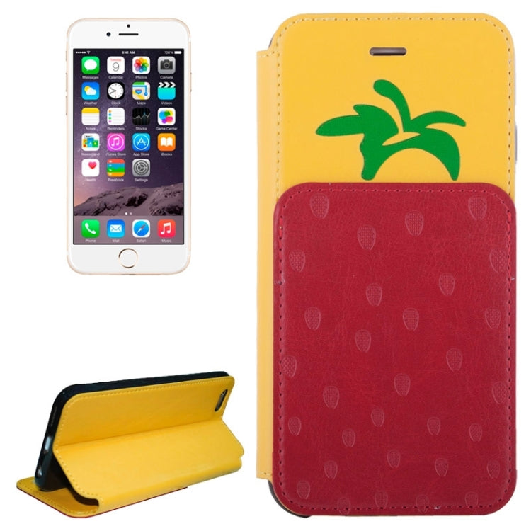 Strawberries Pattern Horizontal Flip Leather Case with Card Slots & Holder for iPhone 6 & 6S