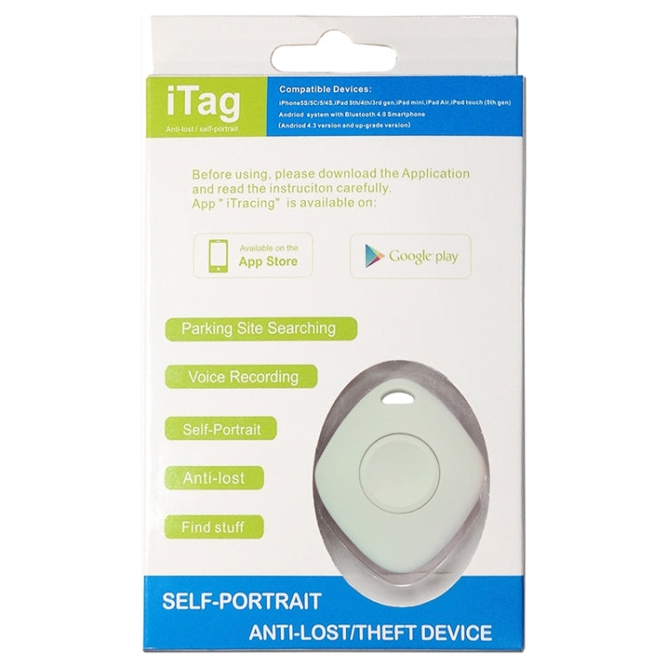 IT-02 Bluetooth 4.0 Camera Remote Shutter Anti-Lost Alarm Tracer for iOS Android System Smartphone(White)