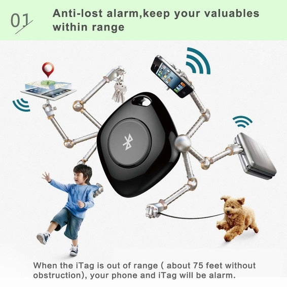 IT-02 Bluetooth 4.0 Camera Remote Shutter Anti-Lost Alarm Tracer for iOS Android System Smartphone(White)