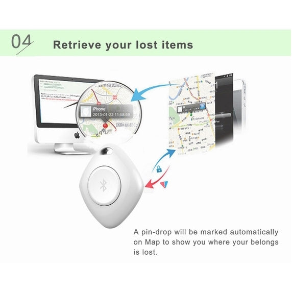 IT-02 Bluetooth 4.0 Camera Remote Shutter Anti-Lost Alarm Tracer for iOS Android System Smartphone(White)